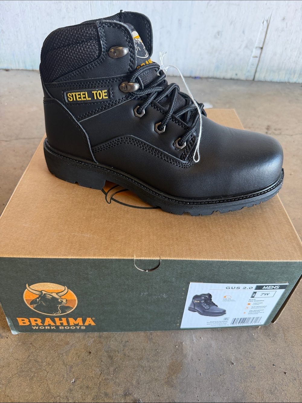Brahma Black Men's Steel Toe Work Boot. Size 7W. NIB